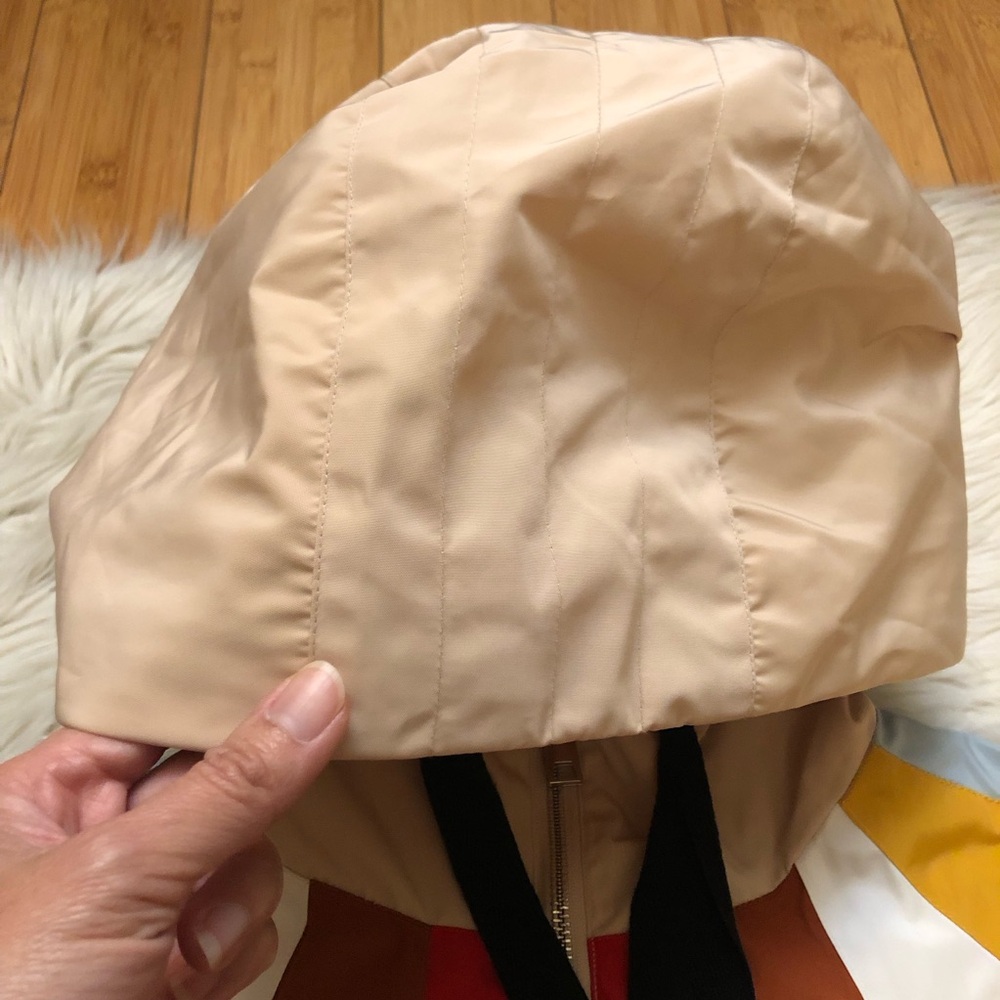 Maje Banela Colorblock Hooded Zip Up Beige Windbreaker Jacket size 38 (8 US) - Picture 9 of 14